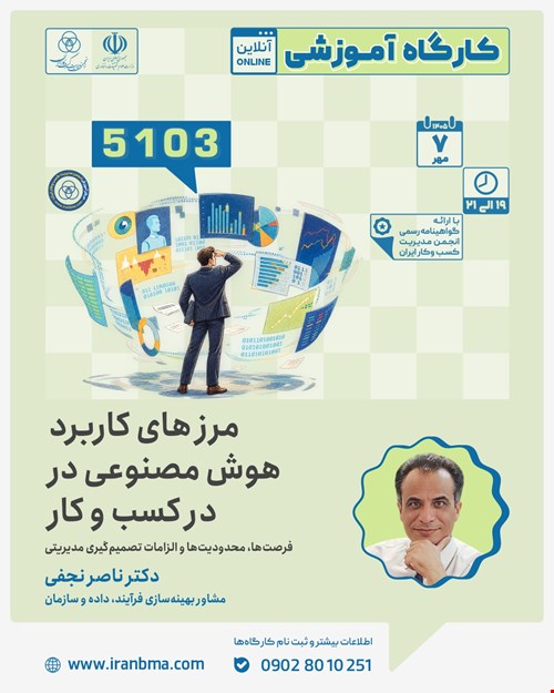 کارگاه آموزشی «مرزهای کاربرد هوش مصنوعی در کسب و کار»؛ فرصت ها، محدودیت ها و الزامات تصمیم‌گیری مدیریتی (۵۱۰۳)